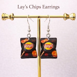 BBQ Potato Chip Earrings: 925 Sterling Silver Hooks, Novelty Foodie Gift