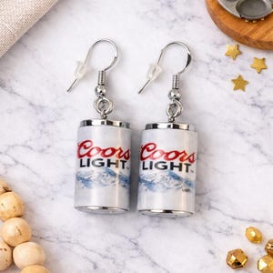 Beer Light can earrings 925 sterling silver dangle drop, Gift, Present, Novelty, Drinks, alcohol