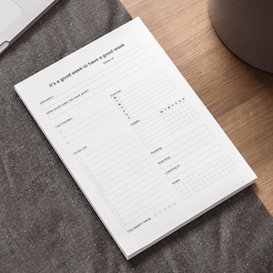 Motivational Weekly Planner Note Pad, Goal Tracker, Affirmation Notes, To-Do List, Self-Care Reminder Pad