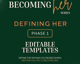 Becoming Her Workbook Canva Template | Editable Digital Download | Phase 1 Defining Her | Self-Improvement Workbook for Women | Average Glow