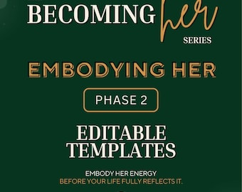 Becoming Her Workbook Canva Template | Editable Digital Download | Phase 2 Embody Her | Self-Improvement Workbook for Women | Average Glow