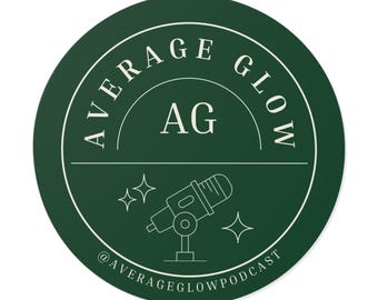 Green Average Glow Podcast Vinyl Sticker | 3in Aesthetic Podcast Logo Decal | Waterproof Laptop & Water Bottle Sticker