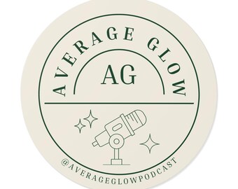 Cream Average Glow Podcast Vinyl Sticker | 3in Aesthetic Podcast Logo Decal | Waterproof Laptop & Water Bottle Sticker