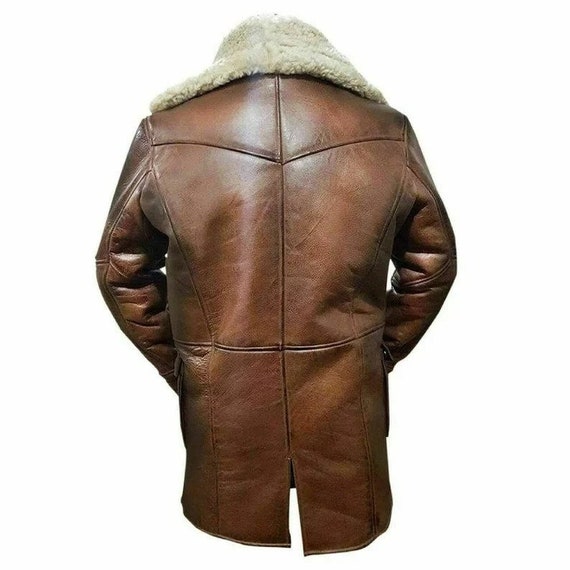 Handmade Real Sheepskin Duster Coat for Men men s Leather Trench