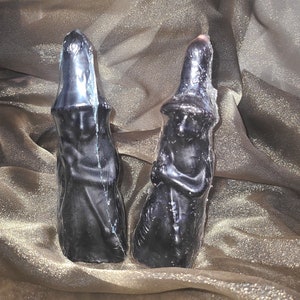 Charged black witch figure candles