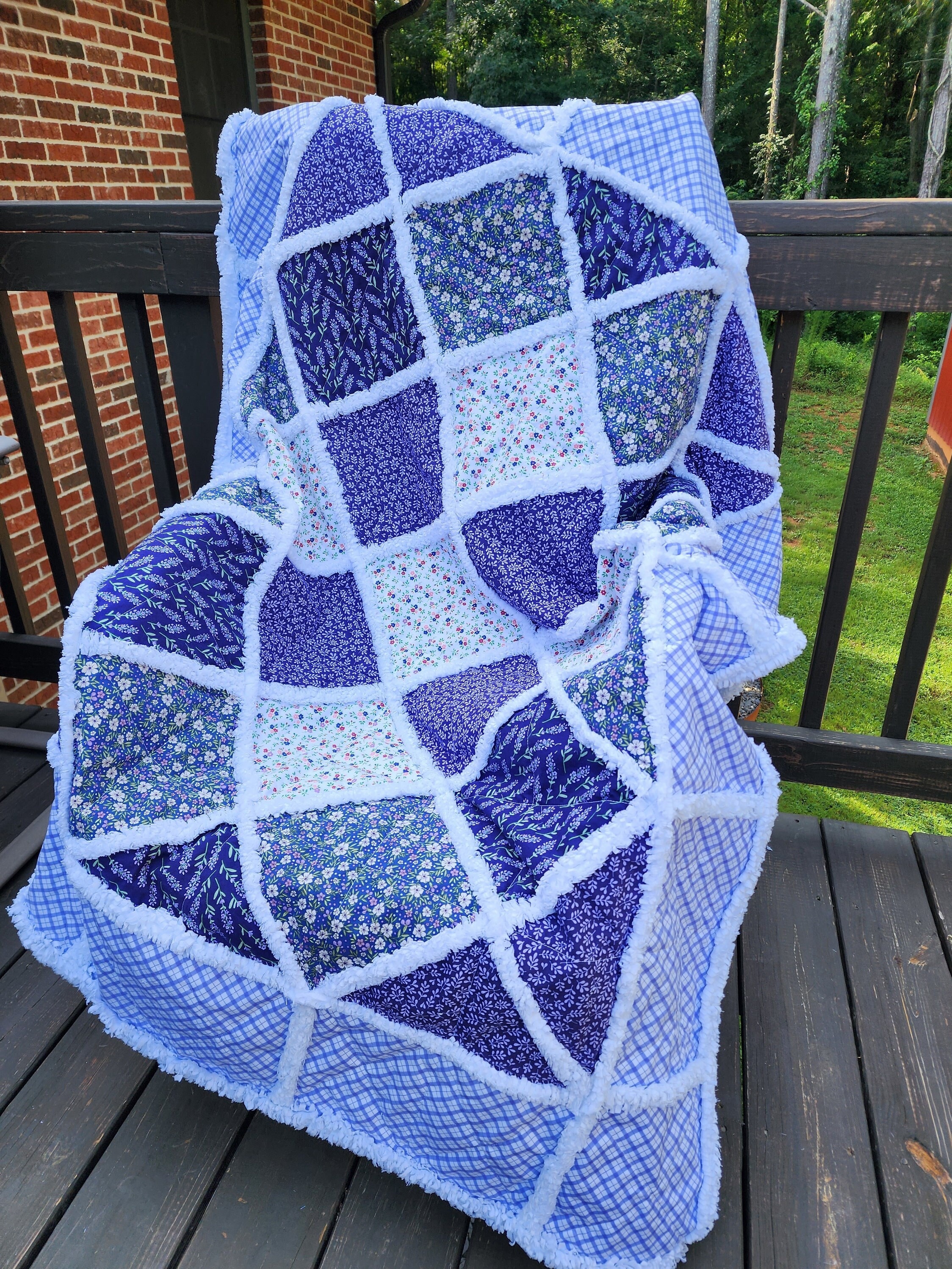 Lap Rag Quilt Purple and White Rag Lap Quilt - Etsy