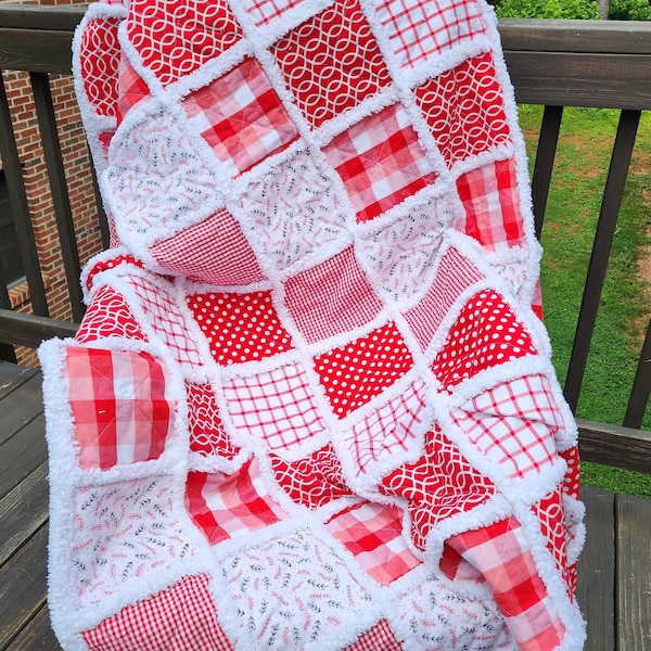 Rag Quilt Throw Etsy