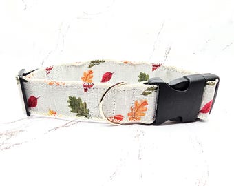 Sparkly Autumn Leaves Dog Collar on 1.5-inch wide webbing