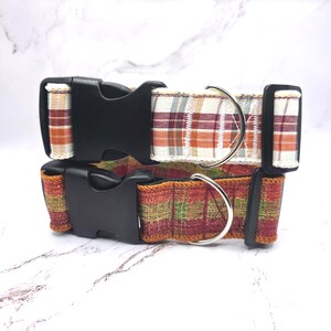 Shimmering Plaid Dog Collar: Red, White,  Green, Adjustable 1.5 inch wide