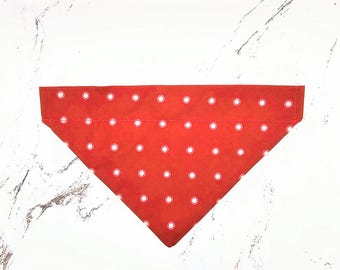 Slip-on Red and White Polka Dot Dog Cat Bandana, Small, Medium, Large