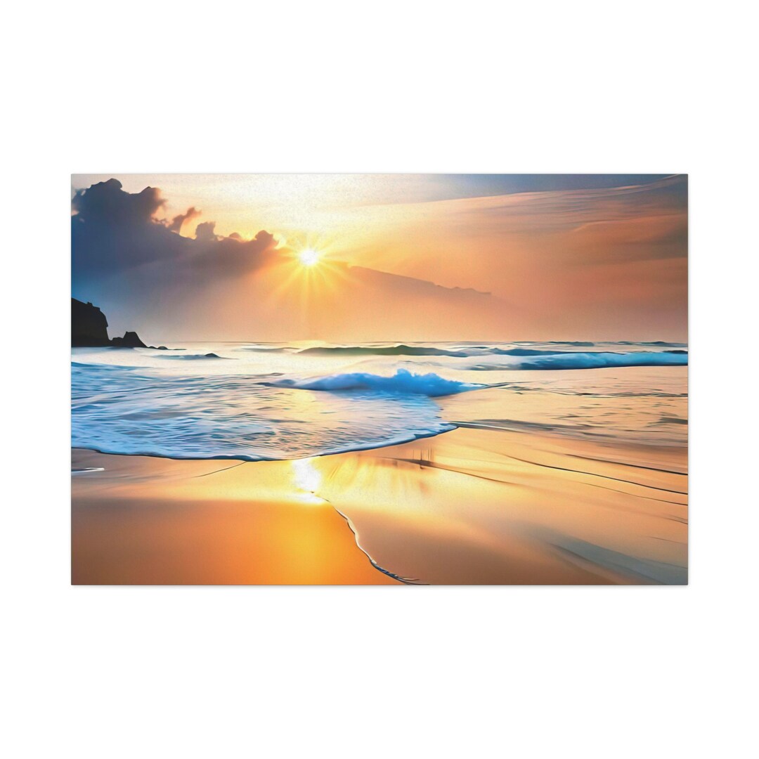 Peaceful Sunset Beach Matte Canvas Print