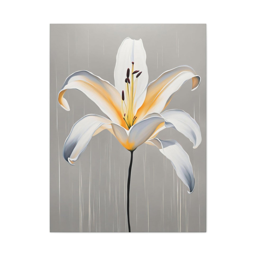 White Lily Canvas Wall Art White Flower Canvas Art Flower Painting