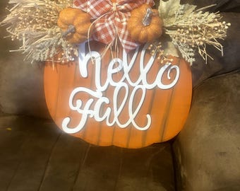 Hello Fall Pumpkin Door Hanger