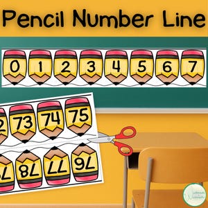 Printable Pencil Number Line | Digital Download | Classroom Decor | Math Resource | Homeschool Learning Tool (UPDATED)
