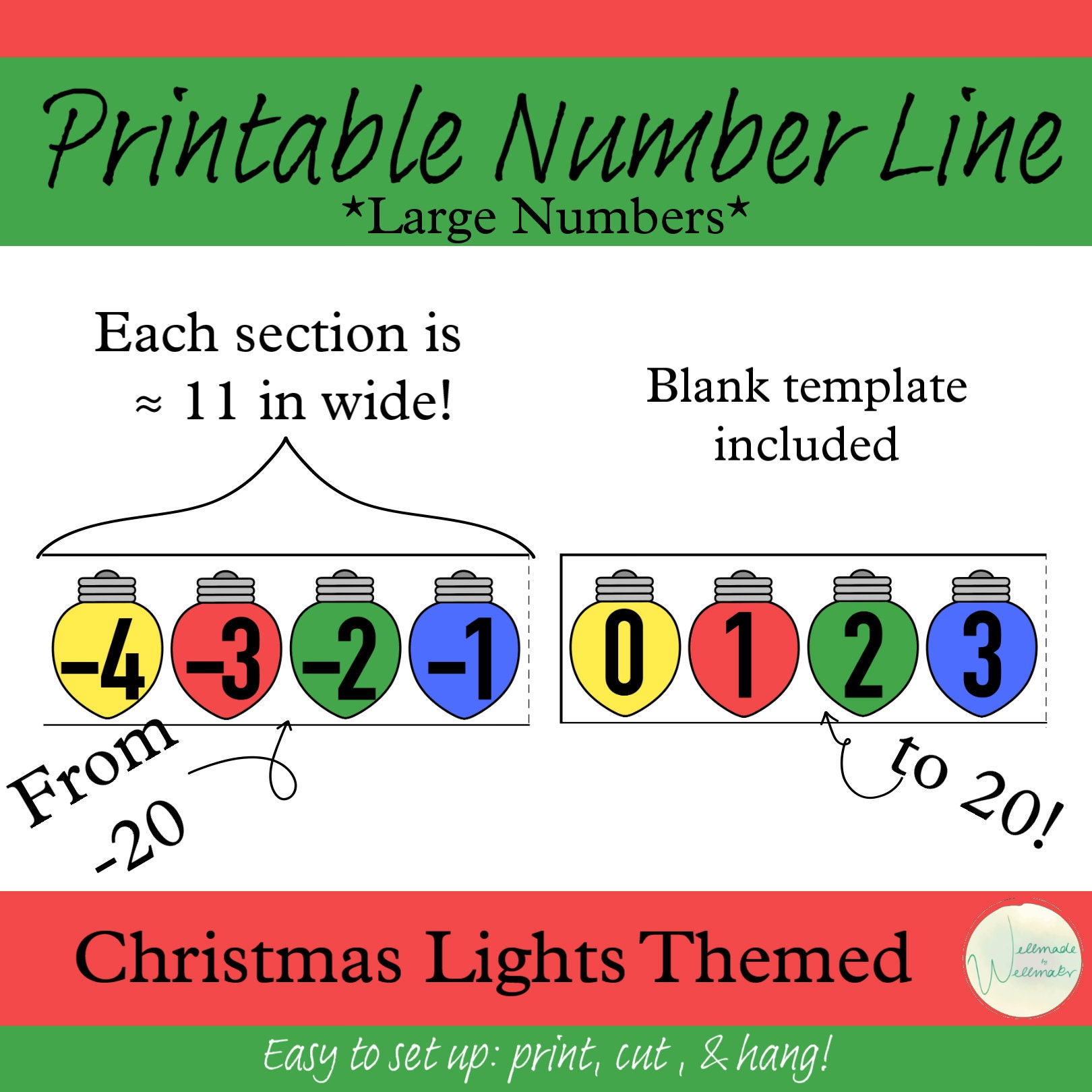 Christmas Lights Numbers Printable
