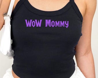 Canotta WoW Mommy, maglietta da gamer girl, MMORPG Gaming, regalo World of Warcraft, maglietta da moglie gamer, regalo coordinato per coppia di gamer, abbigliamento nerd