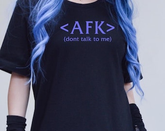 Maglietta AFK (Don’t Talk to Me), maglietta da gamer introverso, maglietta umoristica sulla batteria sociale, abbigliamento MMORPG, regalo divertente per nerd di WoW, lontano dalla tastiera