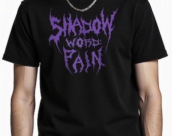 Maglietta Shadow Word: Pain, maglietta WoW Shadow Priest, maglietta MMORPG, abbigliamento fantasy viola per giocatori, estetica edgy goth emo death metal, regalo per nerd