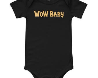 Body infantil WoW, peça única para bebê gamer, roupa de bebê MMORPG, presente World of Warcraft, família gamer combinando, roupa de bebê nerd