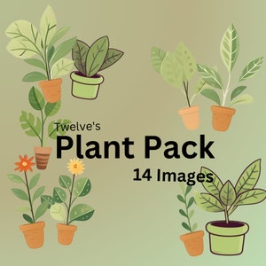 Nature&#39;s Plants Clipart Bundle - Niedliche Pflanzen Illustrationen, PNG, Sofort Download, Kommerzielle Lizenz