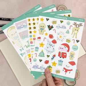 Set di adesivi natalizi per bullet journal, agenda, calendario // 4 fogli di adesivi Kawaii come set mensile o singolarmente // Adesivi natalizi