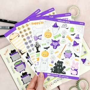 Kawaii Halloween Sticker Set für Bullet Journal, Planer oder Kalender // 4 Stickerbögen als BuJo Monatsset // Auch einzeln erhältlich