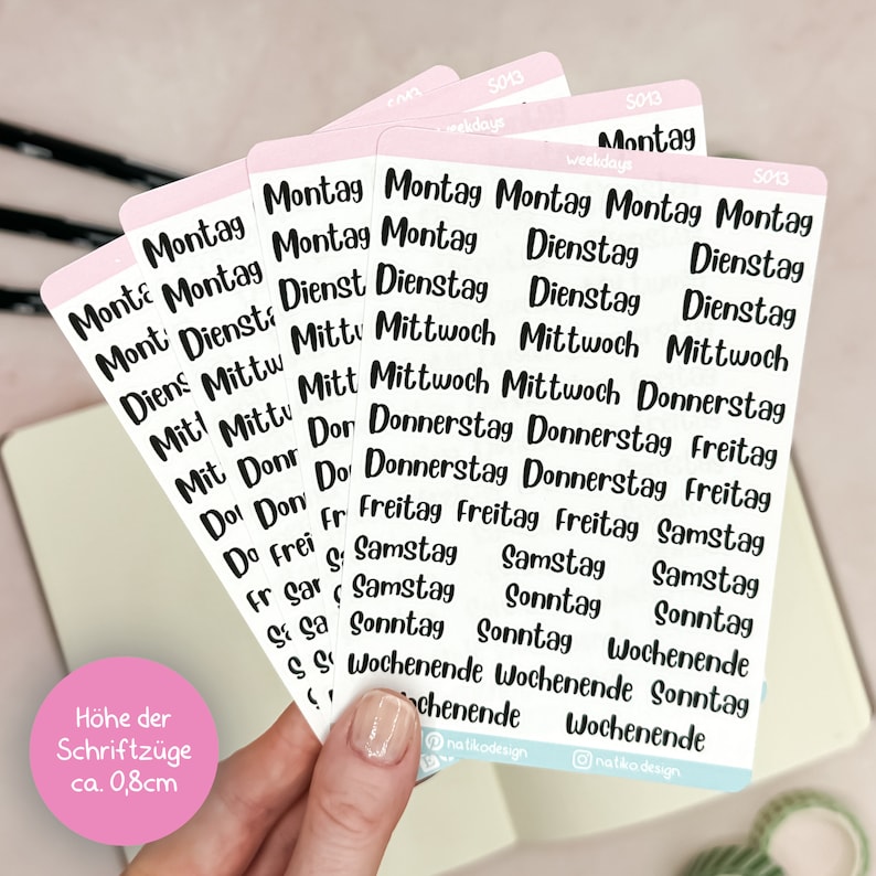 Sticker Heute German Weekday Stickers for Bullet Journal, Planner or Calendar: Five ...