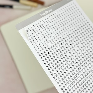 Date strip stickers 1-31 for Bullet Journal & Planner // Perfect for Year in Pixels, Reflection, One Line a Day / 2 different fonts image 6