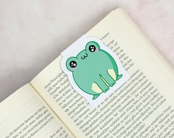 Magnetisches Lesezeichen mit niedlichem Kawaii Frosch // Perfektes Geschenk für Leseratten und Bücherwürmer