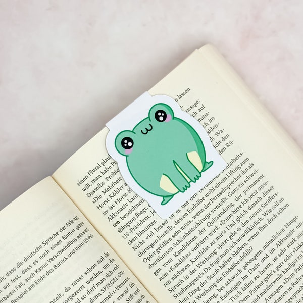 Magnetisches Lesezeichen mit niedlichem Kawaii Frosch // Perfektes Geschenk für Leseratten und Bücherwürmer