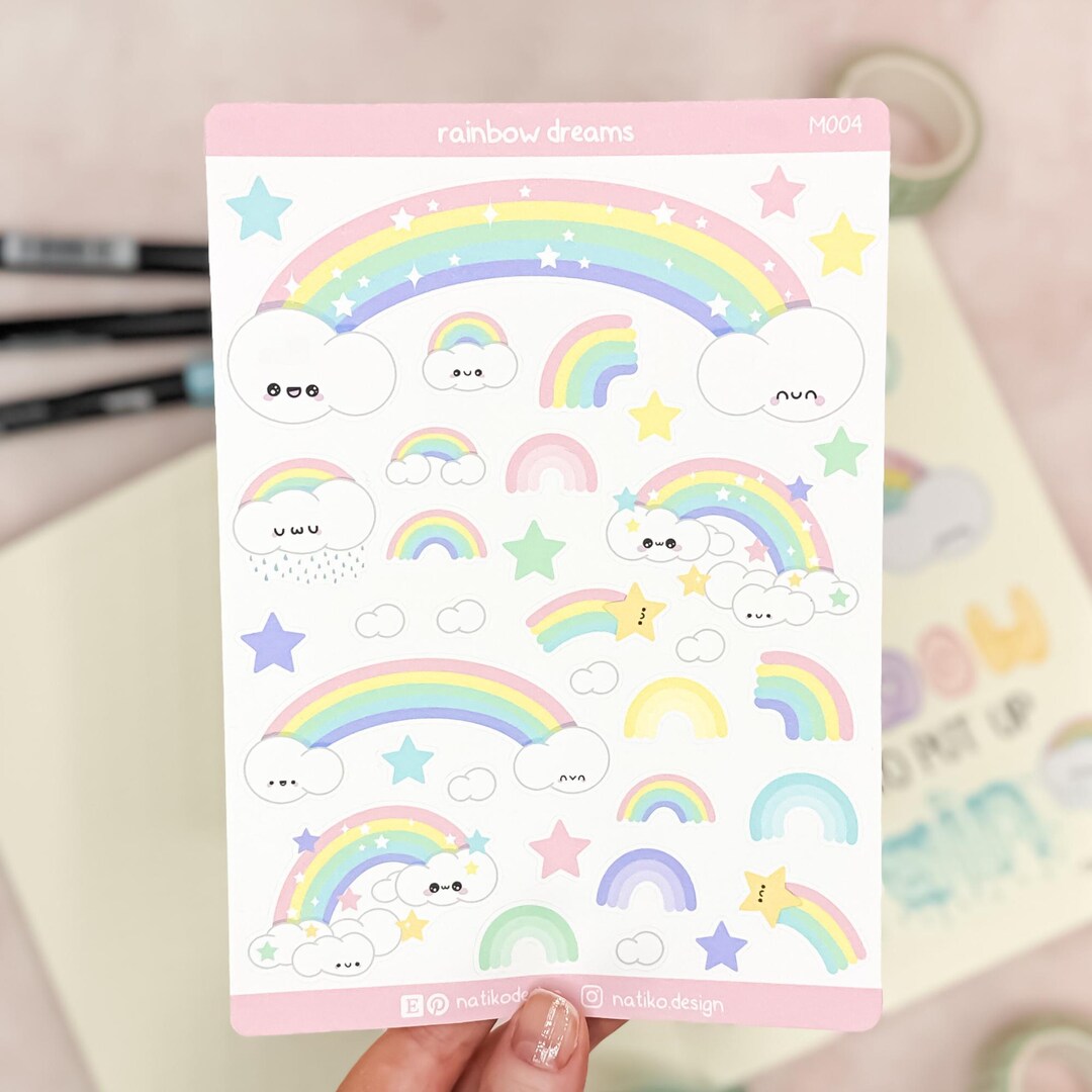 Rainbow Stickers for Bullet Journal, Calendar & Planner // Cute Kawaii ...