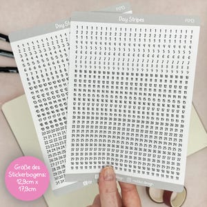 Date strip stickers 1-31 for Bullet Journal & Planner // Perfect for Year in Pixels, Reflection, One Line a Day / 2 different fonts image 4