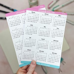 Mini adesivi calendario 2026 o 2025 in tedesco per bullet journal, planner o calendario // Con o senza titoli dei nomi dei mesi