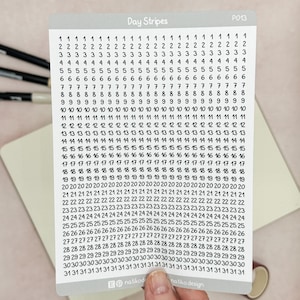 Date strip stickers 1-31 for Bullet Journal & Planner // Perfect for Year in Pixels, Reflection, One Line a Day / 2 different fonts Schrift 2