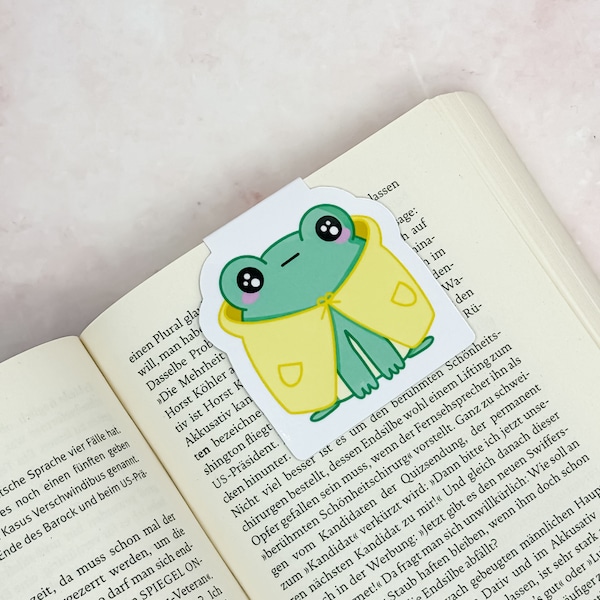 Magnetisches Lesezeichen mit süßem Kawaii Frosch // Hauchdünn mit hoher Haltkraft // Perfektes Geschenk für Leseratten und Bücherwürmer