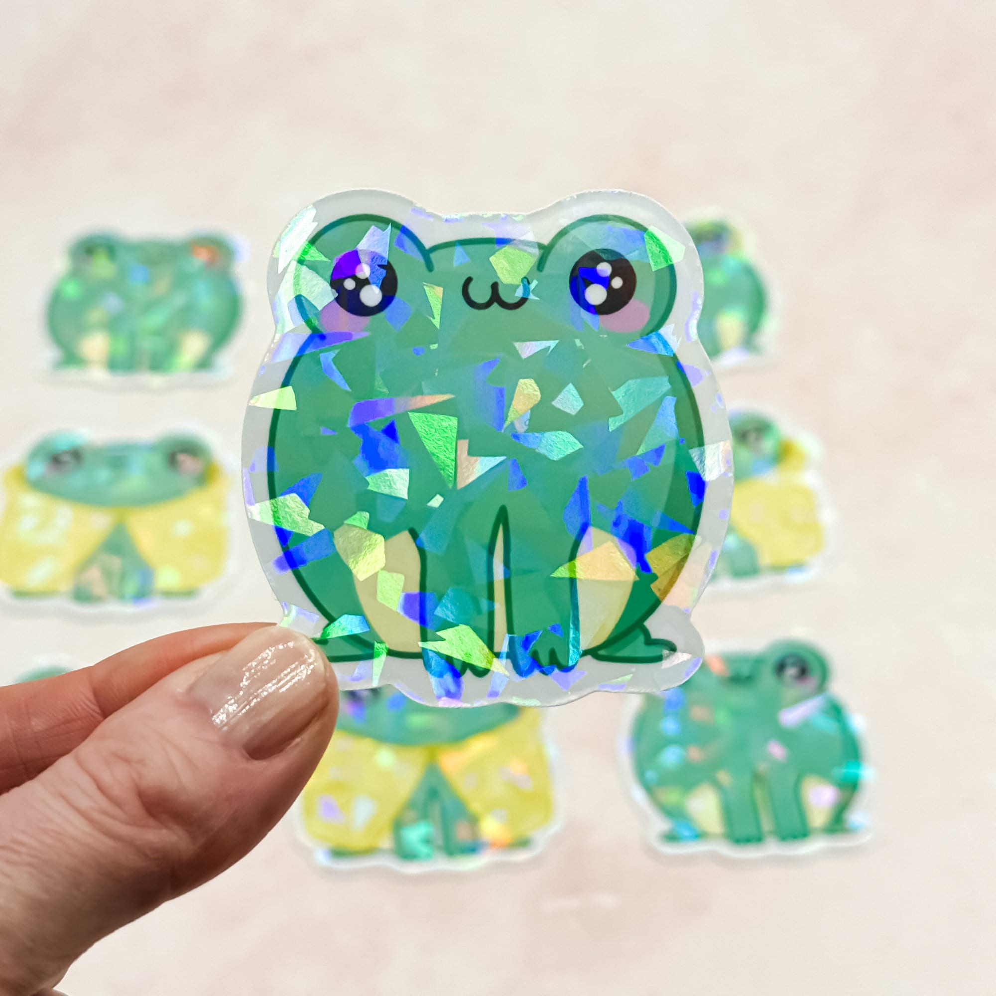 Vinyl Glitter Sticker With Cute Kawaii Frog // Perfect for Decorating ...