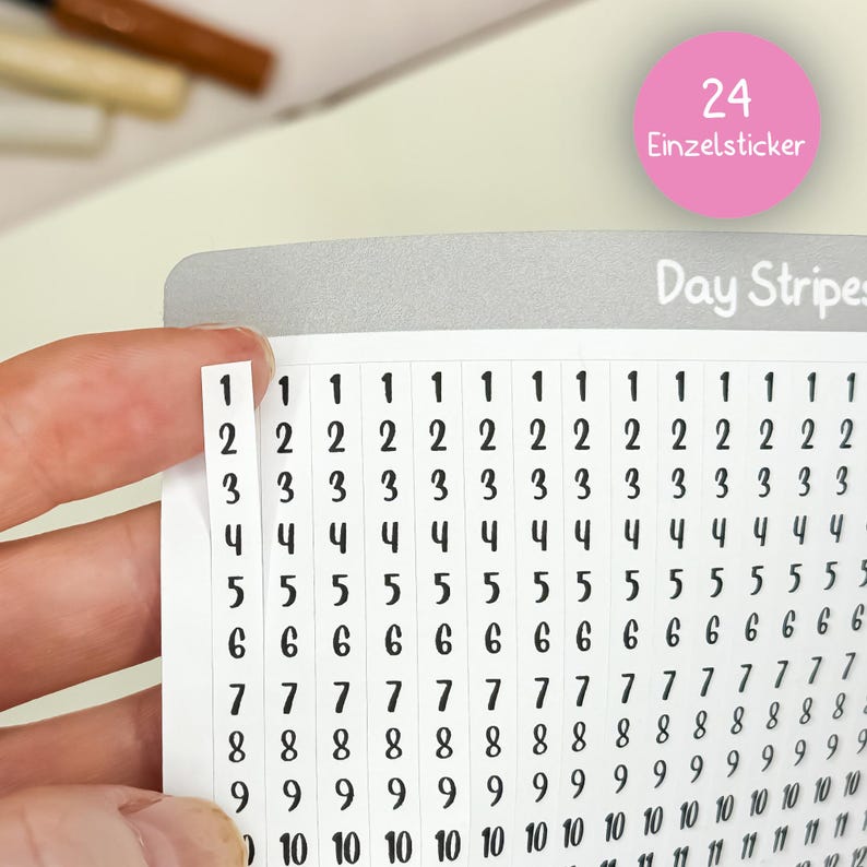 Date strip stickers 1-31 for Bullet Journal & Planner // Perfect for Year in Pixels, Reflection, One Line a Day / 2 different fonts image 2