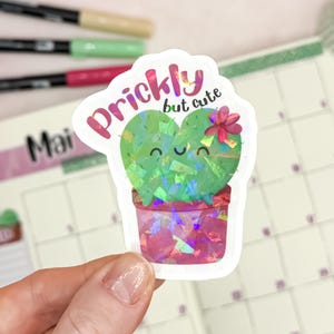 Vinyl Glitzersticker mit süßem Kawaii Kaktus Sukkulente / Perfekt zum Dekorieren von Bullet Journal, Trinkflaschen, Laptops oder Handyhüllen
