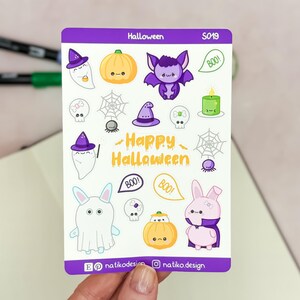 Halloween Sticker mit süßen Kawaii Motiven // Perfekt zum Dekorieren von Bullet Journal, Planer, Kalender, Notebook, Laptop oder Handyhüllen
