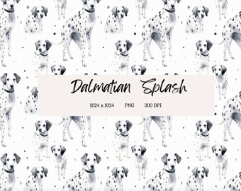 Fichier motif aquarelle dalmatien impression de chien, conception transparente pour sublimation