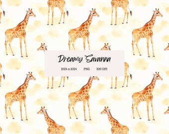 Giraffe Watercolor Pattern File Print Seamless Design for Sublimation