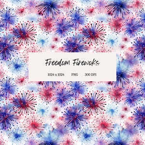 4th Of July Pattern File Fireworks Seamless Design for Sublimation