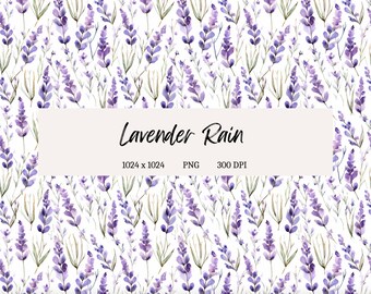 Lavender Watercolor Pattern File Floral Seamless Design for Sublimation