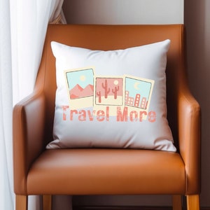 Travel More Polaroid Square Pillow