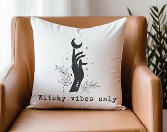Witchy Vibes Only Square Pillow - black