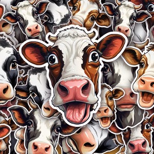 Funny Cow Sticker, Cute Cow Decal, Cow Lover Sticker, Adhesive Cow Label, Bovine Laptop Sticker, Water Bottle Decal, Handmade Sticker