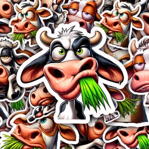 Funny Cow Sticker, Cute Cow Decal, Cow Lover Sticker, Adhesive Cow Label, Bovine Laptop Sticker, Water Bottle Decal, Handmade Sticker