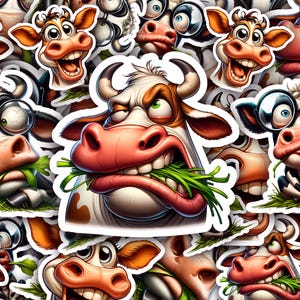 Funny Cow Sticker, Cute Cow Decal, Cow Lover Sticker, Adhesive Cow Label, Bovine Laptop Sticker, Water Bottle Decal, Handmade Sticker