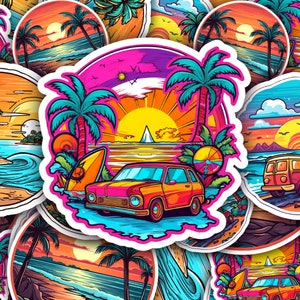 Beach Stickers, Fun Beach Art, Beach Decal, Laptop Decal, Surf Notebook Art, Laptop Beach Sticker