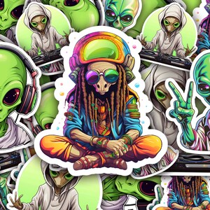 Extraterrestrial Sticker, Alien Decal, Laptop Sticker, Fun Alien Designs